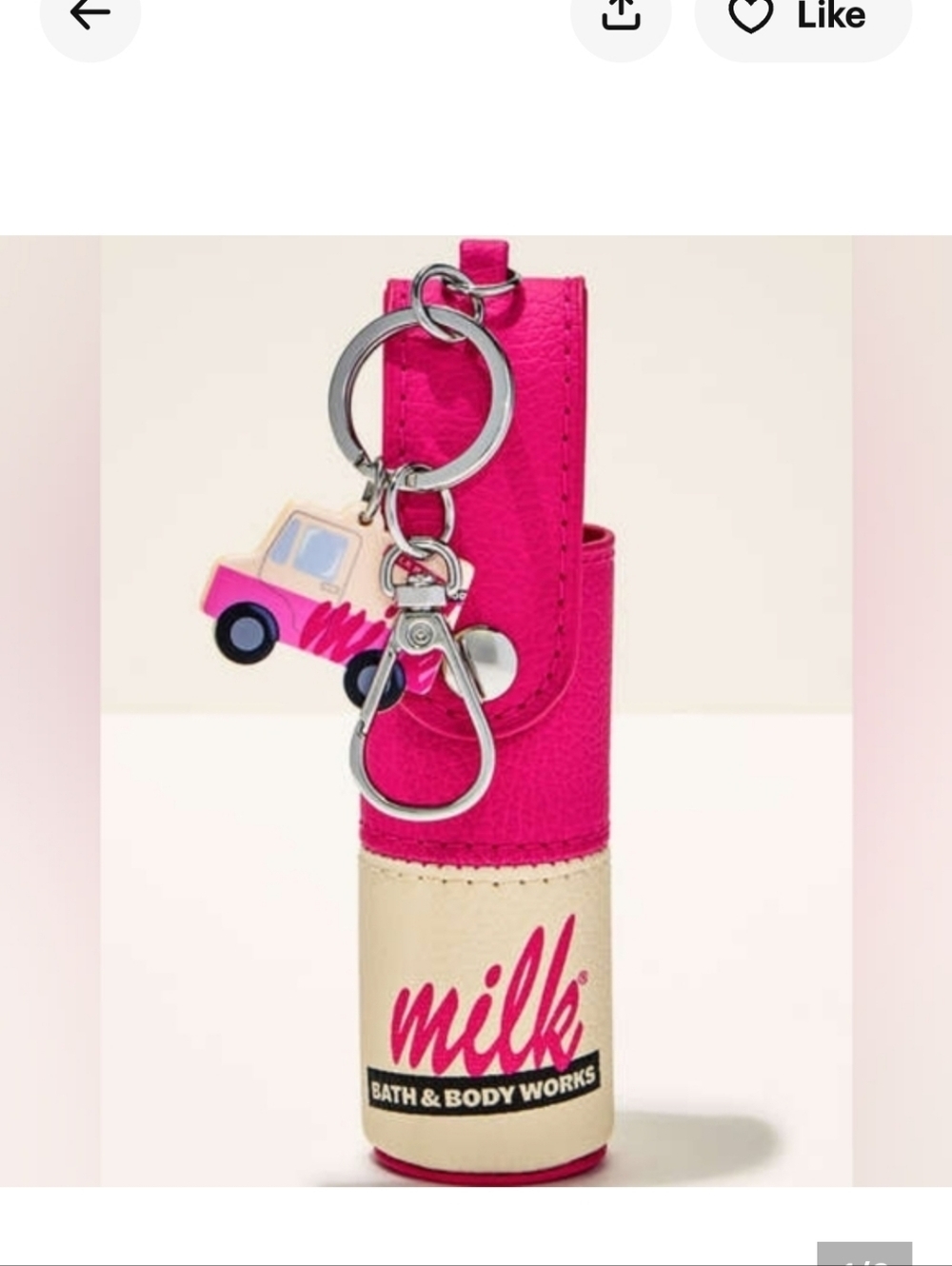 Bath & Body Works Pink and Cream Lip Balm Keychain Holder/ Santizer Holder/ Lip